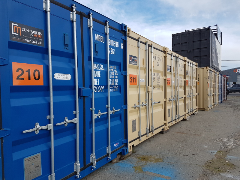 Row of 20 foot storage units.